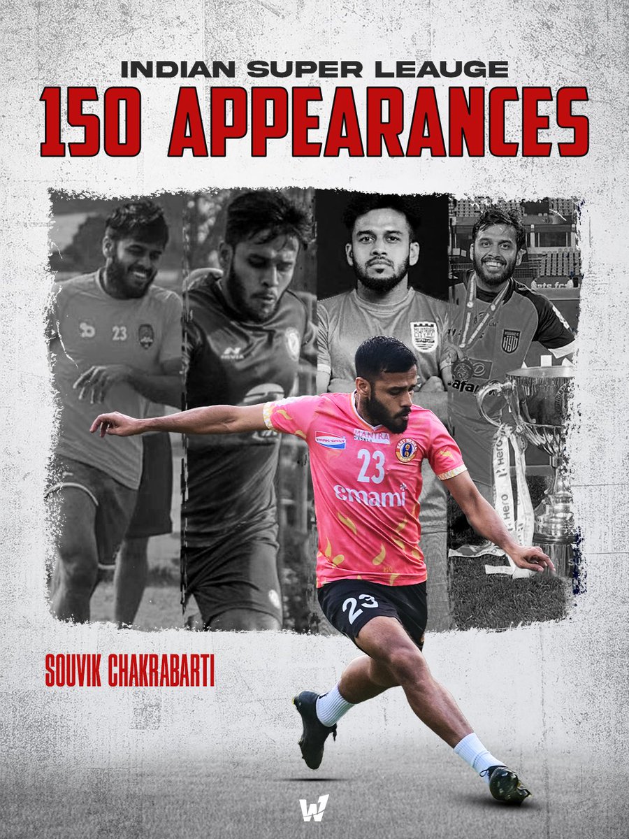 World1Sports's tweet photo. 150 Indian Super League appearances. A milestone that reflects consistency, commitment and sustained performance at the highest level.

Congratulations to @souvik_23 on reaching this landmark. We are grateful to be a part of this journey! 😇

#W1Athlete #ISL https://t.co/dhmnBygyGo