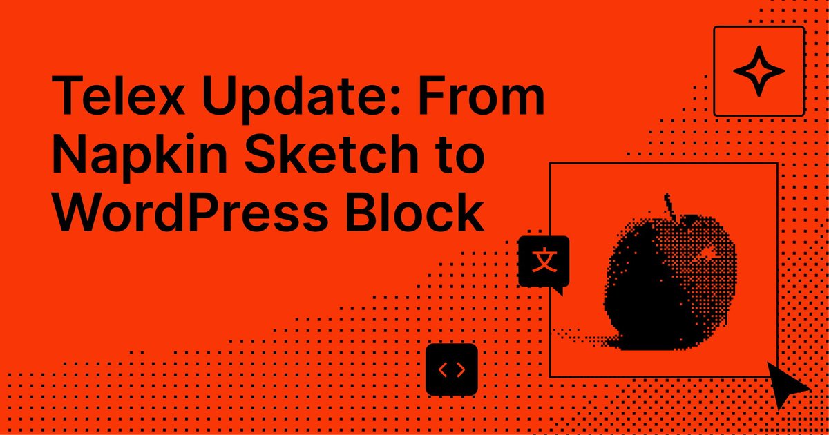 wordpressdotcom's tweet photo. You’ve built. We’ve listened. Now, Telex is even better.

Since launching our experimental AI-powered block builder, thousands of users have built blocks, shared feedback, and pushed the tool in directions we didn’t expect.

Here’s what’s new with the latest Telex update! https://t.co/2bHk11E2pq