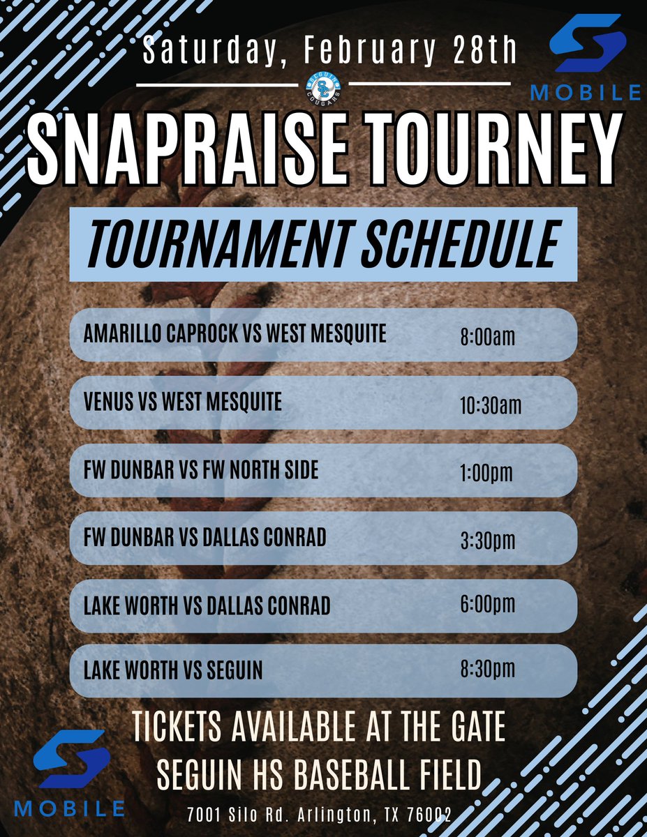seguinbaseball's tweet photo. Here is the schedule for this weeks Tournament. Looking forward to seeing a lot of baseball this upcoming week-end. #RTS #RaiseTheStandard @blin_jr @coachjoegordon @AISD_ATH @CoachJackson817 https://t.co/vu2CW7gu4y