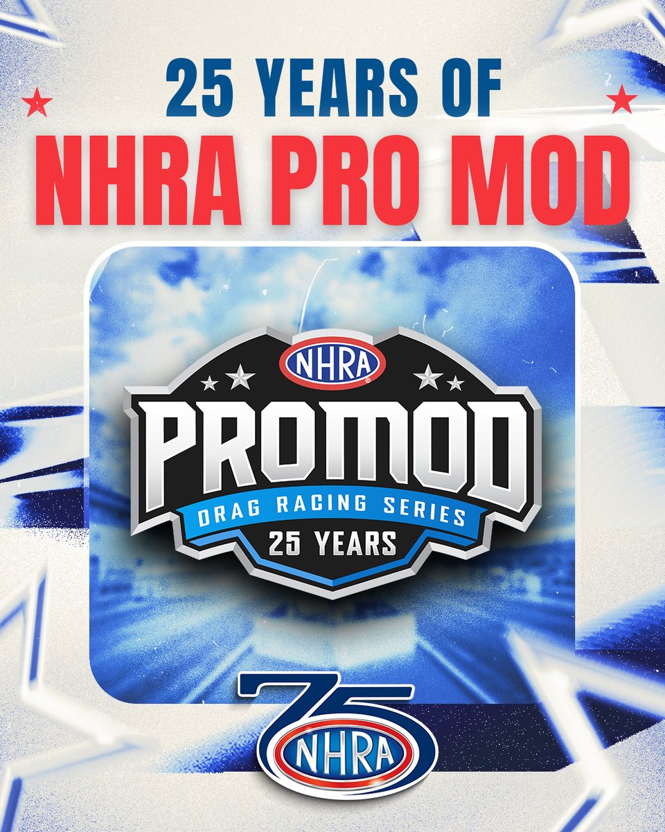 NHRA's tweet photo. The NHRA Pro Mod Series is set to celebrate 25 years during the 2026 season! 

As part of the milestone campaign, NHRA will stream qualifying coverage live and for free on the NHRA YouTube page, as well as the first round of eliminations. 

MORE ➡️ https://t.co/S2r7kr0R27 https://t.co/dzyBkXW5ex