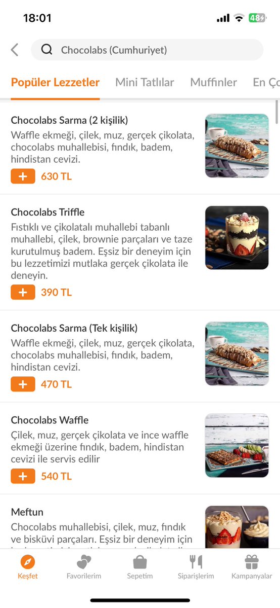 Tatlı sektörünün pahalılığı şaka mı? Burda salata +meze+çiğ köfte+1 porsiyon kebap 350 tl siz hayırdır ya