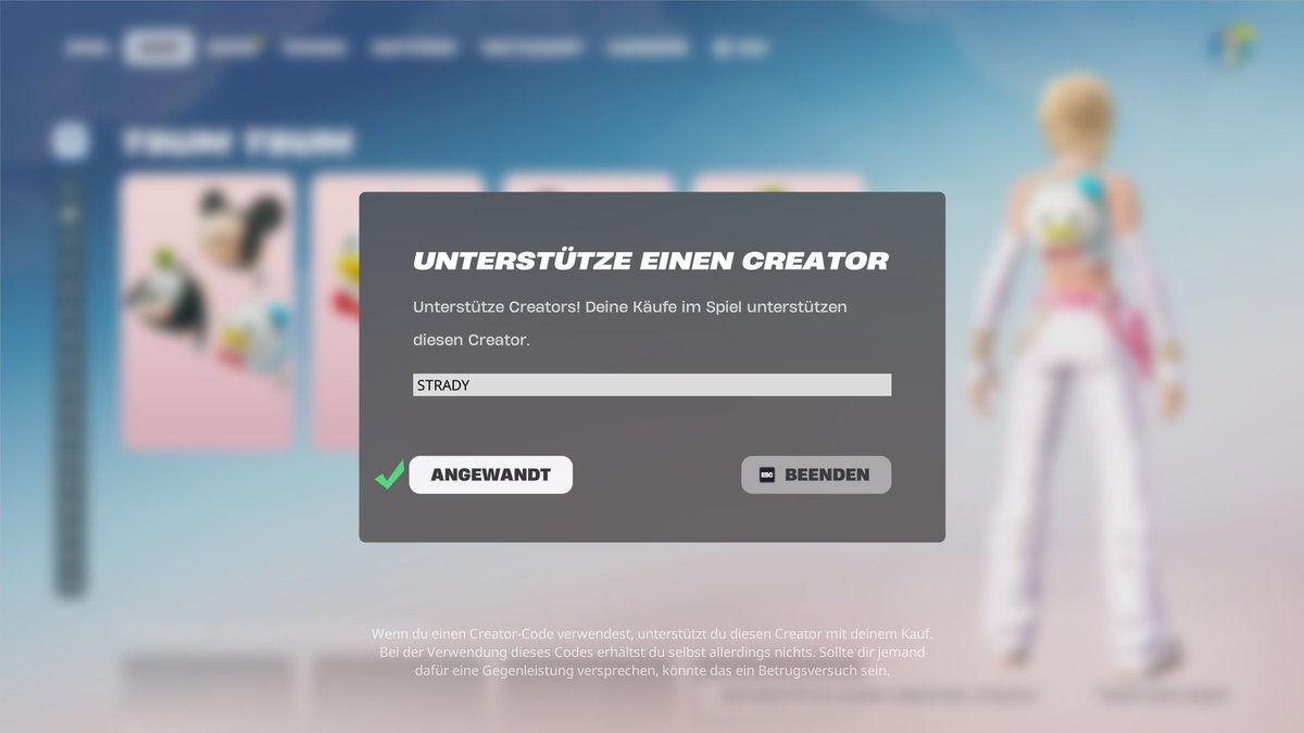 Alle mal auf Süß meinen neuen Creator Code eingeben für den big Support! Danke!