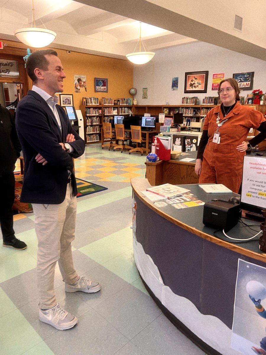 RepMenendez's tweet photo. 📍Visit to @JCFPL_NJ to meet with Terry Hill and the incredible public library team! 

📚🫶 Our libraries are the linchpin of our communities and sanctuaries for every reader and learner. Proud to support their growth every day. #libraryloversmonth https://t.co/IFpPZhkdAo