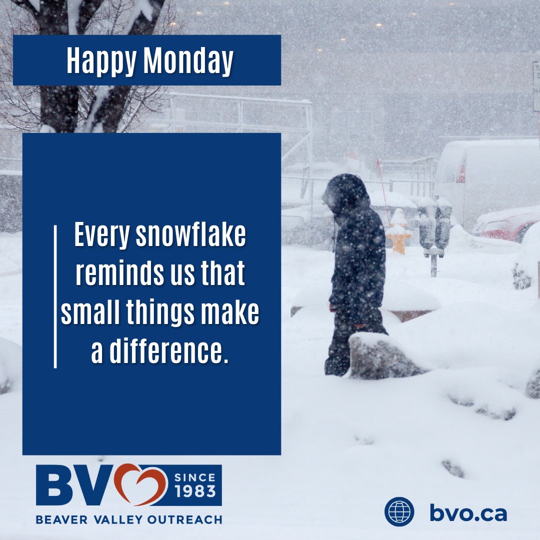 bvocanada's tweet image. Just like snowflakes, your little efforts create something beautiful. Let’s make this week count! Happy Monday!
#BVO #SmallThingsBigImpact #WinterVibes #thornbury