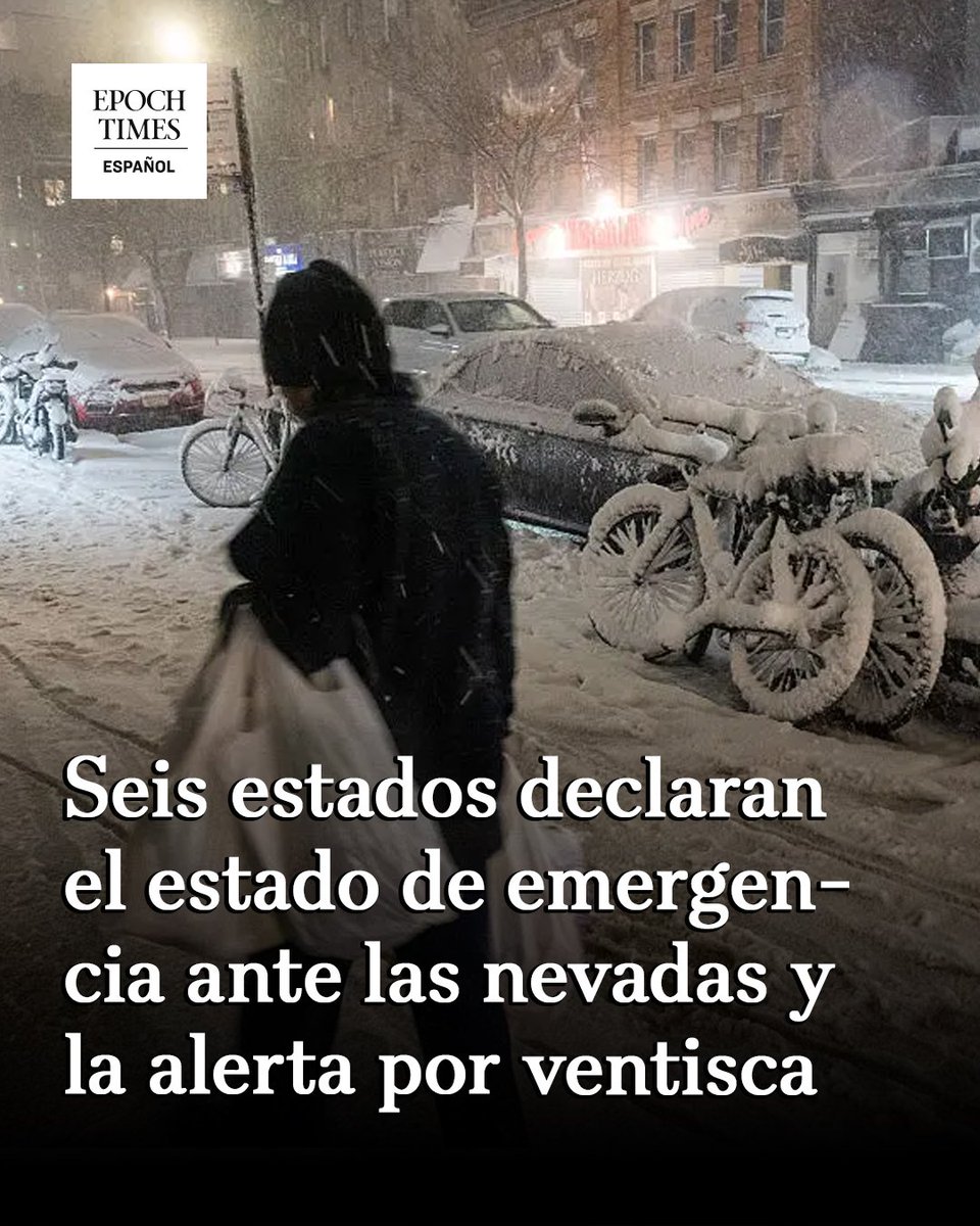 EpochTimesEs's tweet image. Autoridades advierten sobre condiciones peligrosas y piden prepararse para un impacto mayor del previsto.  
#TormentaInvernal #EstadoDeEmergencia #Ventisca #ClimaExtremo #EstadosUnidos #AlertaMeteorológica #Nevadas #ÚltimaHora #Precaución #Noticias
  🔴Lee más aquí 👉