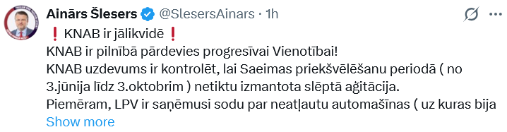 KNAB jālikvidē. Rail Baltica jālikvidē. SIF jālikvidē. LSM, VID, Stambulas konvencija jālikvidē. Utt. u.tml.
Ja mēs likvidēsim visu to, ko grib iznīcināt visvisādi ksenofobi, homofobi, antivakseri, klimatidioti un Kremļa noderīgie idioti, tad no Latvijas nekas pāri nepaliks.