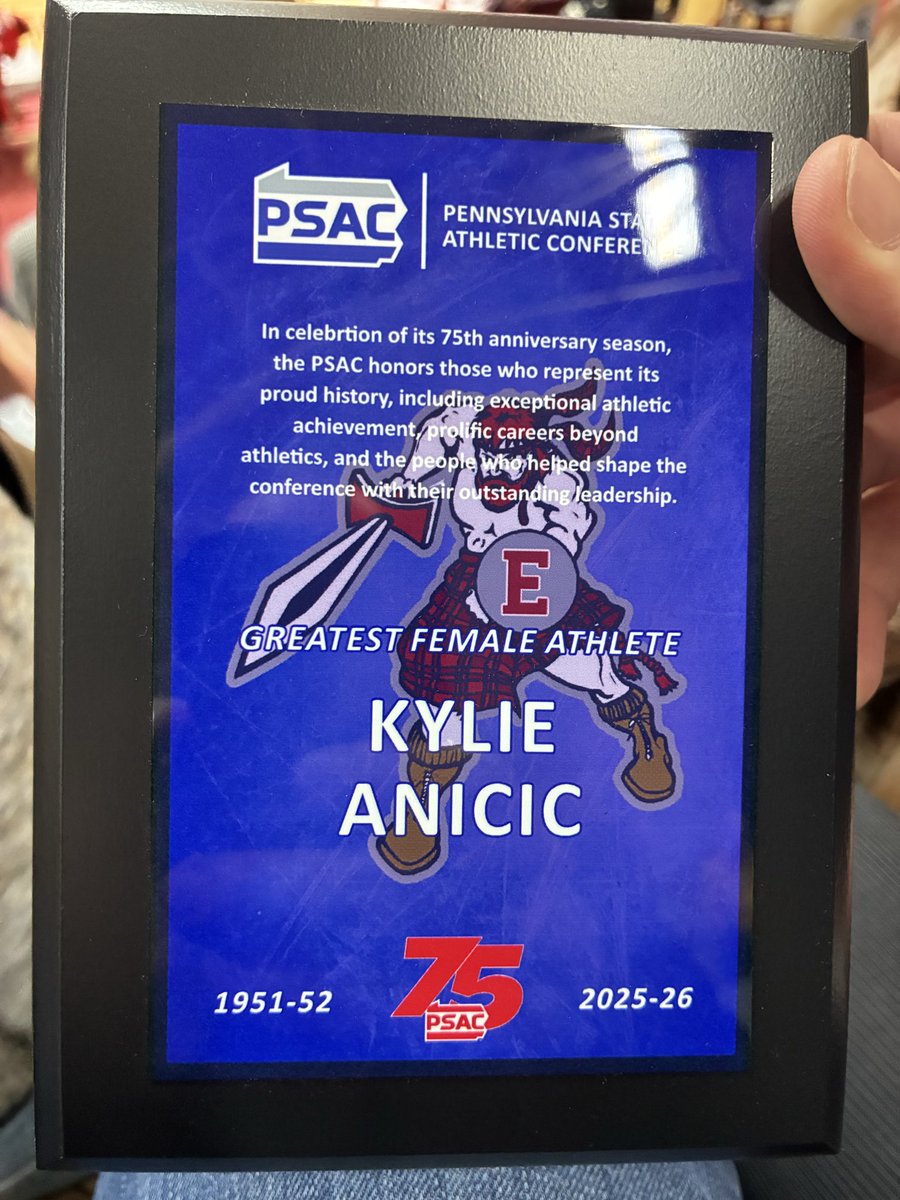 CoachBobA's tweet photo. Awesome weekend at Edinboro University as Kylie is honored at the conferences 75th anniversary as a top female athlete in its history. @Dragons_AD @BoroAthletics @SJTrack https://t.co/ce9JJTpgMP