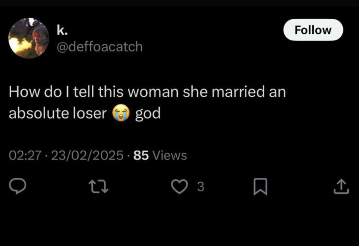 On my first wedding anniversary, I just wanna give a special thanks to the equally involved girl who ‘accidentally’ tweeted about my ex husband cheating on me so I could leave the loser in time. Saved me from a miserable life. God is great.