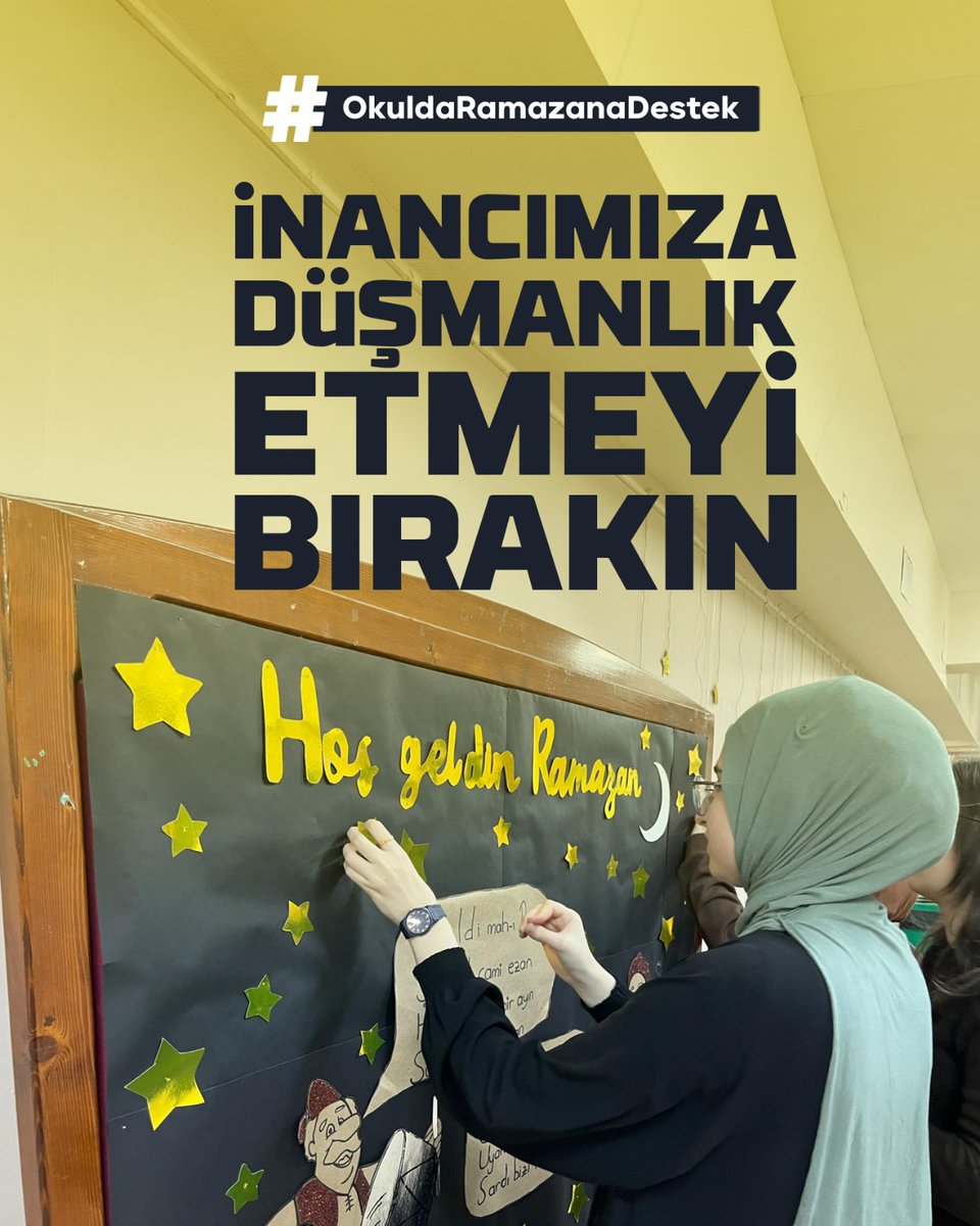 Okullarda Ramazan ayı dolayısıyla başlatılan ve çocuklara sevgi, saygı, yardımlaşma bilinci kazandırmayı hedefleyen etkinlikleri “laiklik tehdidi” gibi sunmak gerçekle bağdaşmaz. Ortada kriz yoktur; kriz varmış gibi gösterme çabası vardır.

#OkuldaRamazanaDestek