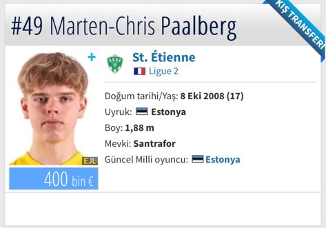 erbillosman's tweet photo. Paalberg’i Fransa 2.lig ekibi St.Etienne kapmış 900 bin€ bedelle. https://t.co/nHxF73nxzw