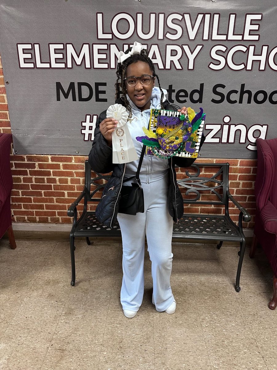 We'd like to give a huge shout-out to our very own AiyanaLexis Brooks for winning 3rd place in the Junior Auxiliary of Louisville MS, Mardi Gras art contest! Your creativity, talent, and hard work truly shine, and we are so proud of you! Congratulations!