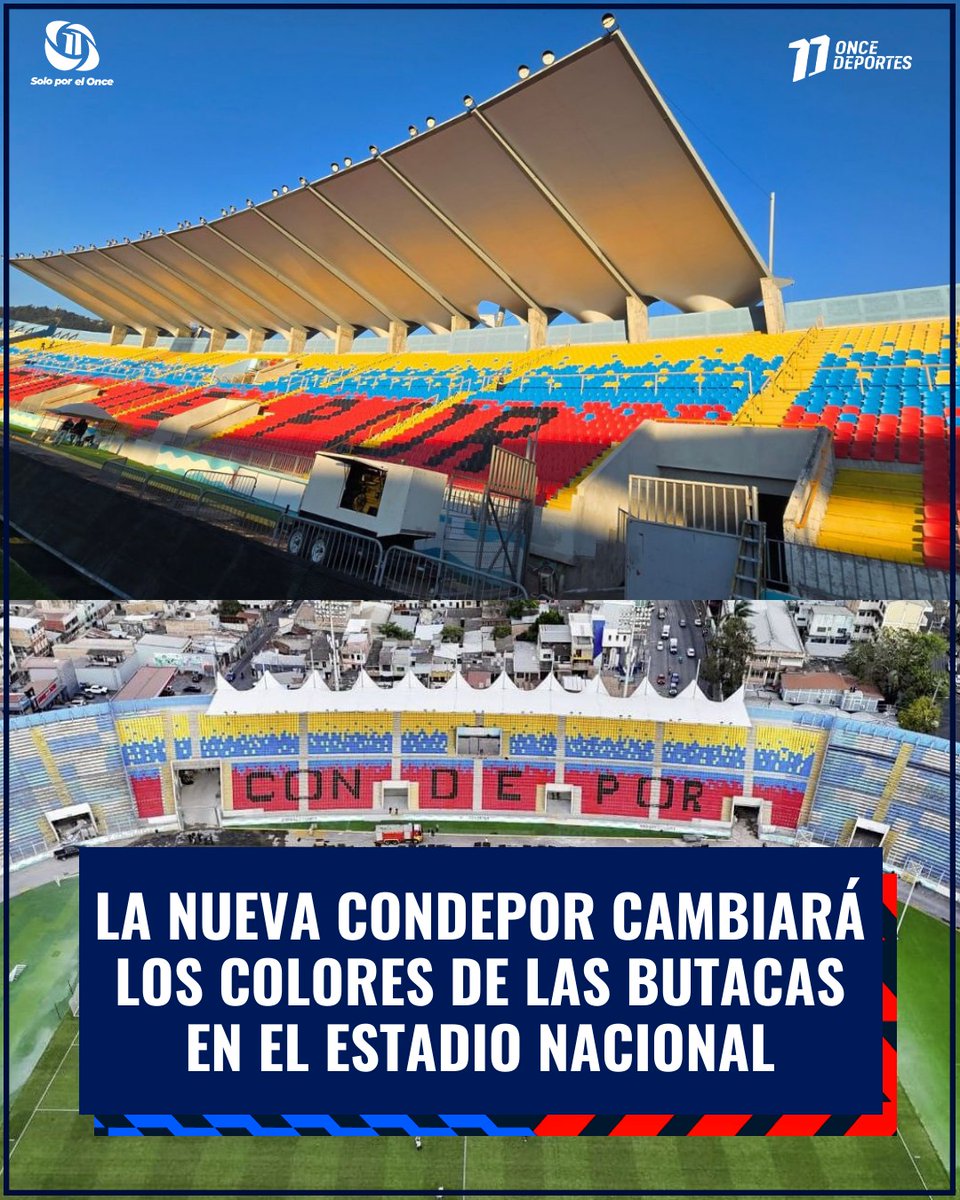 canal11hn's tweet photo. ¡Habrá nuevos colores en el Nacional!🏟️
La nueva administración de Condepor confirmó que cambiará el diseño de Sombra Centro en el Estadio Nacional Chelato Uclés.🇭🇳
¿Qué opinas? 👉🏻 https://t.co/BhBTIHqadG
#EstadioNacional #ChelatoUclés #Condepor https://t.co/MybBoRRSzf