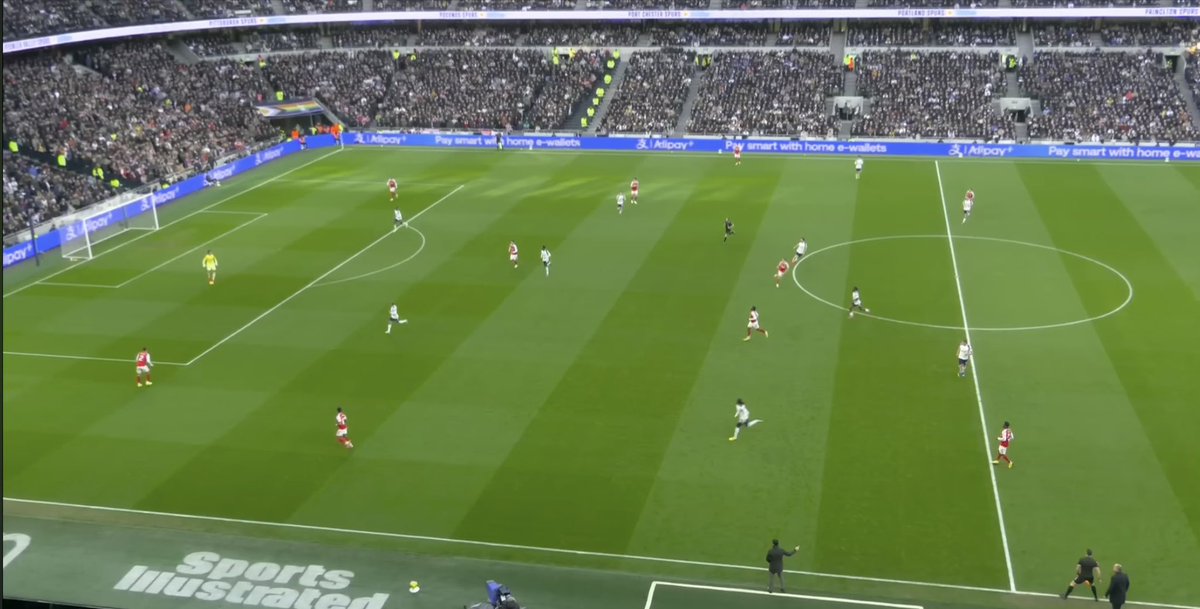 Aaronsanalytics's tweet photo. Learned this the hard way watching Amorim’s back 5 at United

Spurs had the exact same issues

The Premier League level is so high teams maximise the distances wing-backs have to jump to apply pressure

This distance constantly allows Arsenal to have a route out and exert control https://t.co/rlZNplnT9l