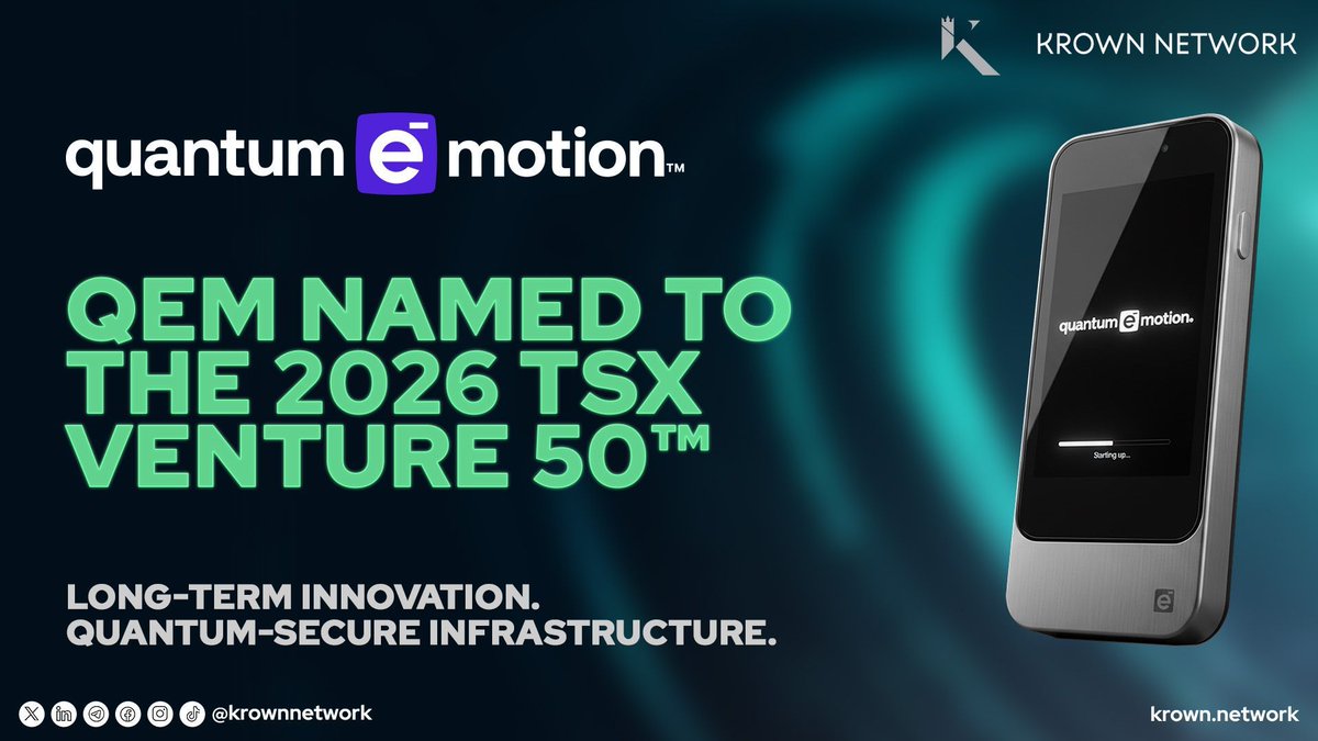 Self-custody deserves serious entropy. 🔐
Huge congratulations to <a href="/QEM_Corp/">Quantum eMotion</a> for making the 2026 TSX Venture 50 👏
Official list: money.tmx.com/venture50
As they prepare to trade on NYSE American ($QNC), quantum-secure randomness is entering a larger capital stage.
That same QRNG