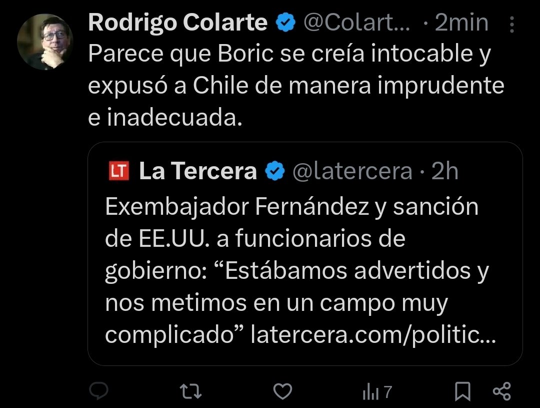 SebaMarcosAb's tweet photo. @ColarteRodrigo es decir, como existía una "advertencia", debemos permitir una injerencia extranjera en el ejercicio de la soberanía de nuestro país?
Como que no junta ni pega... https://t.co/xqu5muSii7