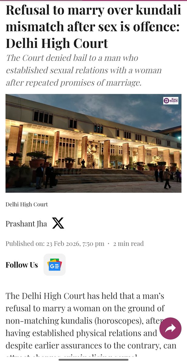 However, for a woman for having sex with multiple men despite being married, is no offence. 
#Marriagestrike 
#Draconianlaw
#chudiciary
Gems of Indian judiciary.
No other country would have such absurd laws.