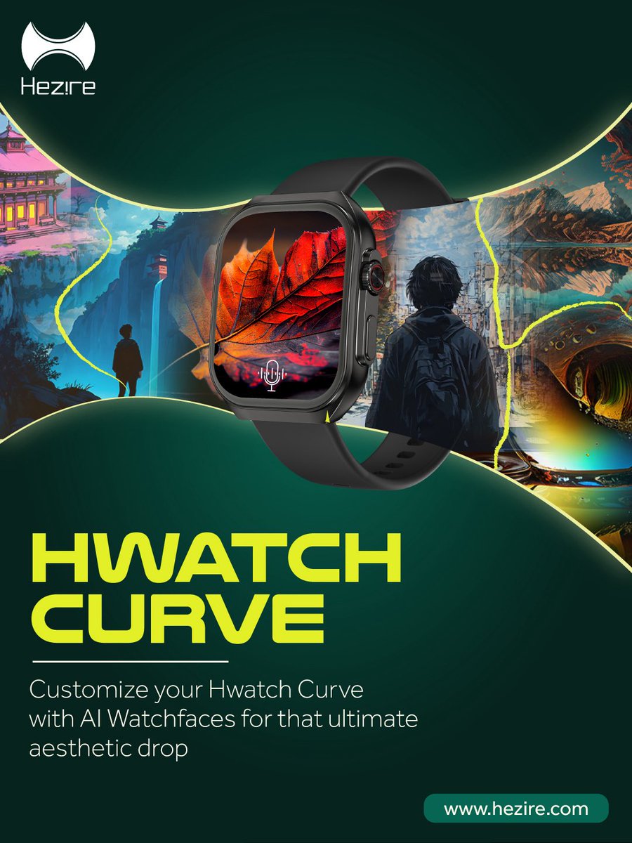 HezireTech's tweet photo. The curve just redefined what "next-level" looks like on your wrist.

HWatch Curve — a razor-thin AMOLED masterpiece that bends reality with AI-generated watchfaces so stunning, you’ll drop jaws every time you glance down.

One voice command. One prompt. Boom https://t.co/o3JcIUs75E