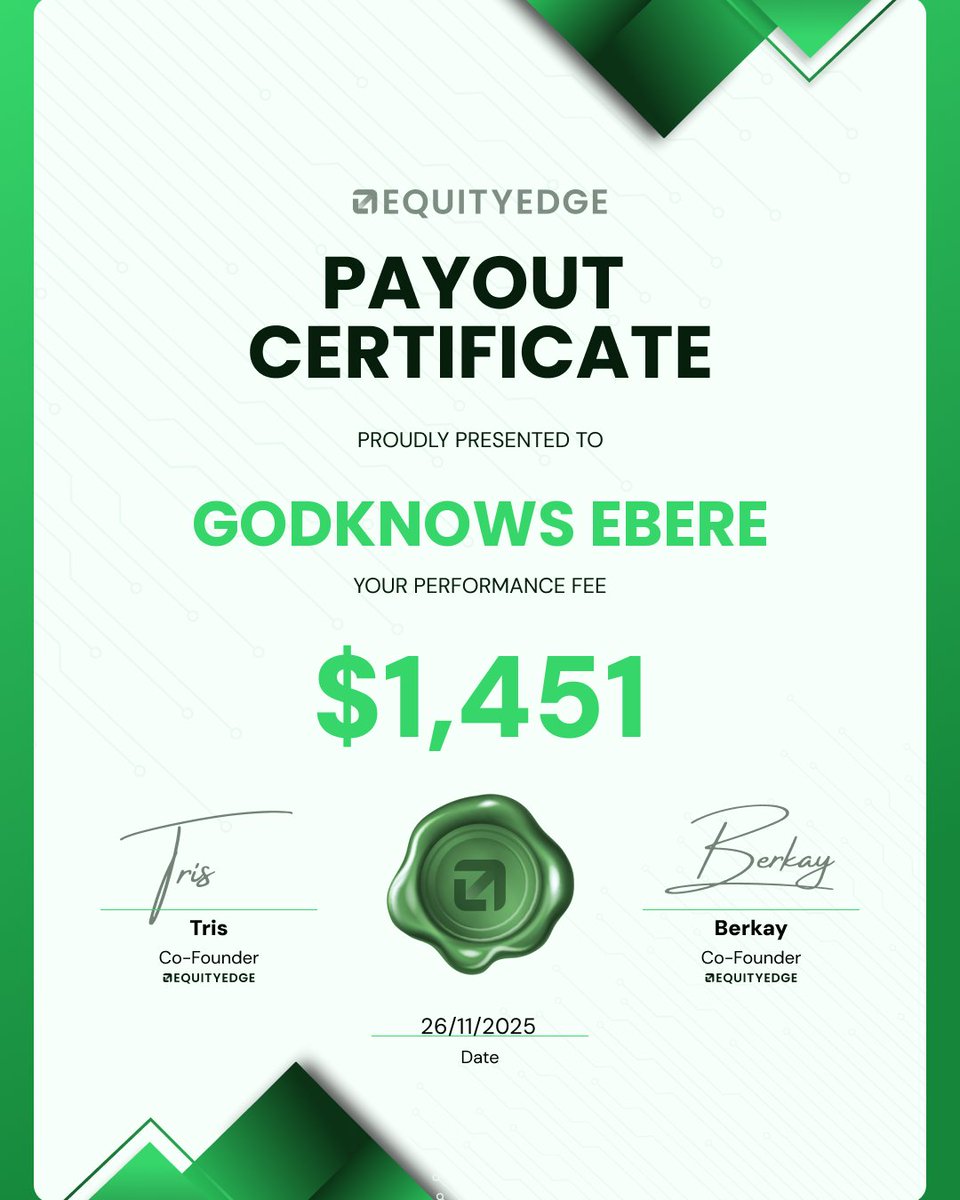 Lor_dmills's tweet photo. MY EXPERIENCE WITH EQUITY EDGE...

If you told me a year ago that I’d withdraw nearly $10,000 from a prop firm, I probably wouldn’t have believed you. Fast forward to now 9 payouts later, and that’s exactly what’s happened.
 
I started with them in February last year. I didn’t really know what to expect at the time or how far it would go. I’ve traded both 25k and 50k accounts, and the one thing that’s stayed consistent the whole time is payouts.

Every withdrawal I’ve requested has been processed within 48 hours. No delays, no back and forth. Just paid. For me that’s what matters. Anyone can talk big, but actually paying on time every single time is what separates firms.

They’re affordable, they keep things simple, and in just two years they’ve built a strong community. You can see they’re growing and still improving.

I’m not trying to overhype it. I’ve just had 9 payouts and nearly 10k withdrawn. That’s my reality.