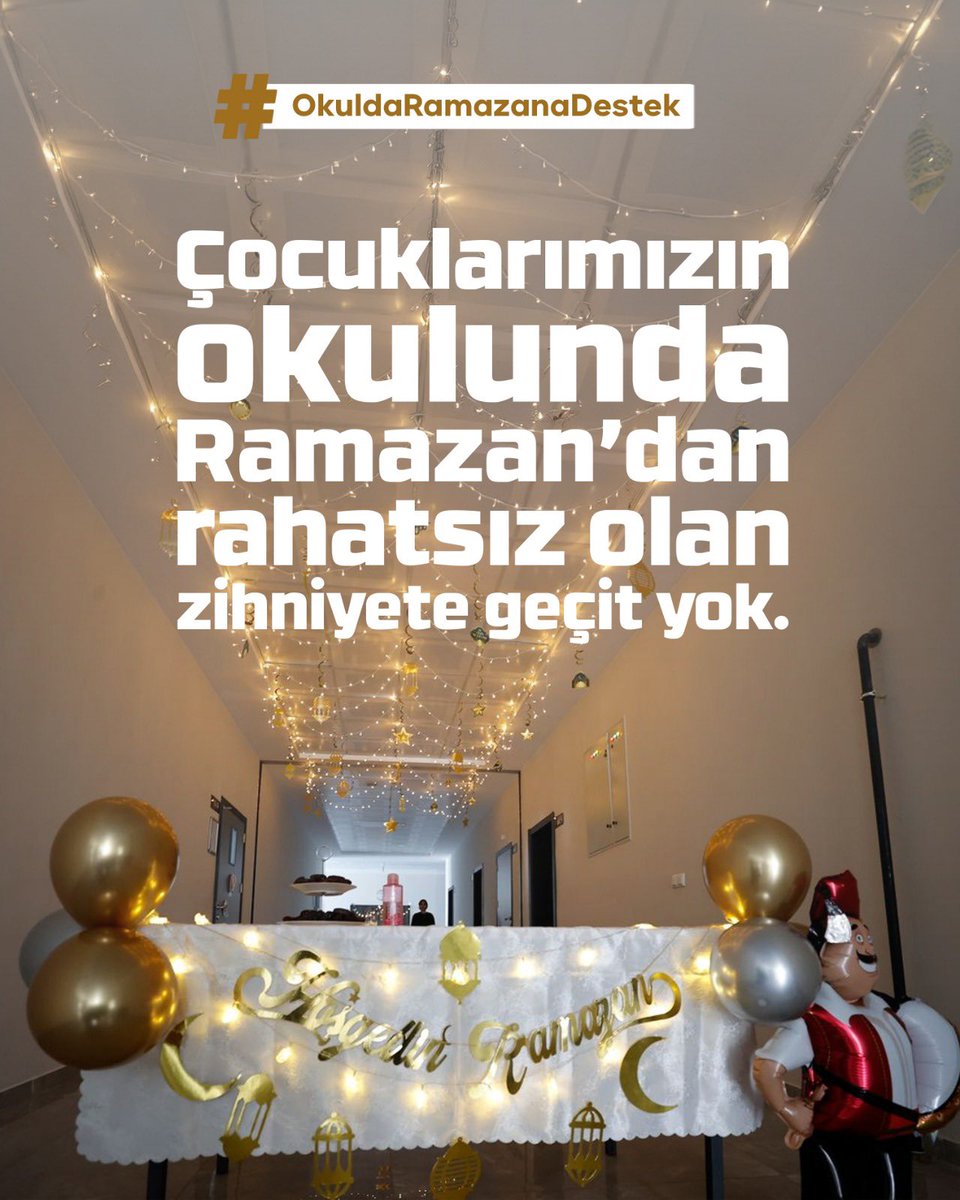 Okullarda Ramazan etkinliklerini bahane ederek peş peşe bildiriler yayımlamak, eğitim alanını suni tartışmaların merkezine taşımaktır. Çocuklara iyilik ve merhamet bilinci kazandırmayı hedefleyen çalışmaları ideolojik zemine çekmek doğru değildir.

#OkuldaRamazanaDestek