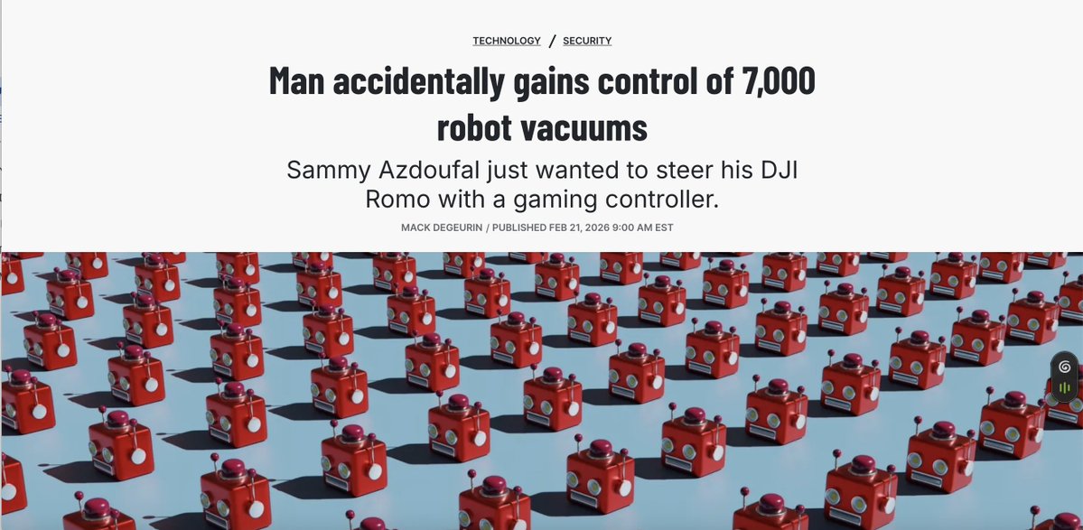 > be Sammy Azdoufal, software engineer
> spend $2000 on DJI Romo vacuum
> decide to control it with xbox controller like a chad
> use Claude to reverse engineer the API
> It works because Claude is the GOAT
> just need to grab auth token from their cloud servers
> token works...