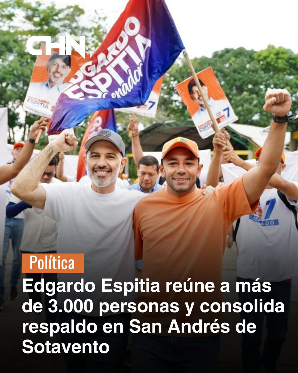 #Política I El candidato al Senado, Edgardo Espitia, consolidó su respaldo en San Andrés de Sotavento con una multitudinaria manifestación que reunió a más de 3.000 personas. El encuentro contó con el acompañamiento del excandidato a la alcaldía, Jairo Alean, quien oficializó su