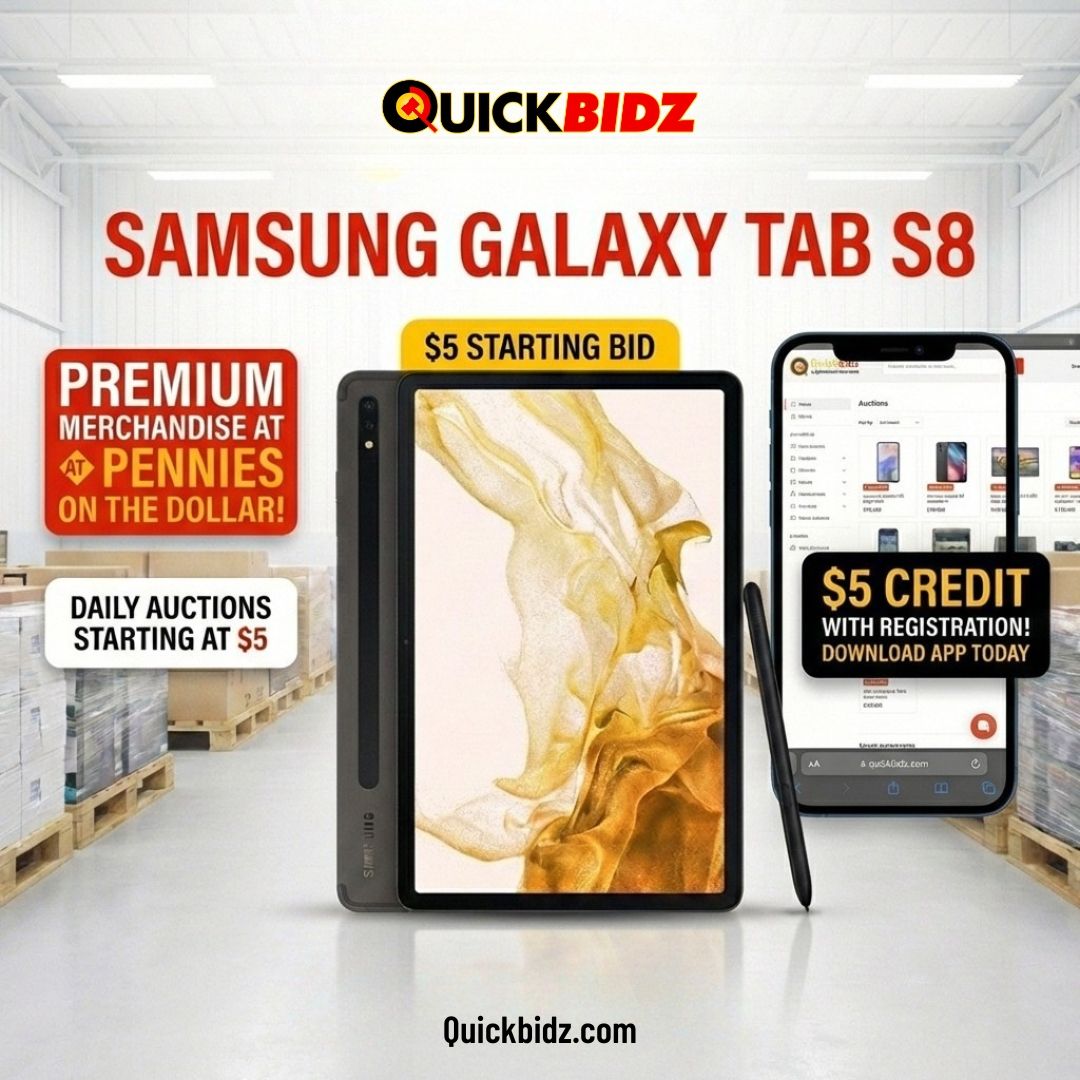 quicklotz's tweet image. Unlock deals on trending tablets at Quick Lots auctions—bid live or buy now with nationwide shipping or Fort Worth pickup! Download the app for $5 credit and start winning today! #QuickLots #LiveAuction #TechDeals #TabletSale #FortWorth #BidNow #ShopSmart #AuctionFinds