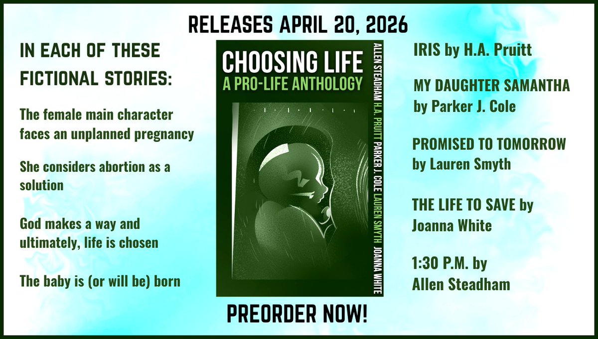 Mindfirenovel's tweet image. Preorder "Choosing Life: A Pro-Life Anthology" in paperback and ebook on Amazon and Barnes &amp;amp; Noble. #prolife #abortion #christianfiction #anthology #shortstories

Amazon: amazon.com/dp/B0GL8W5FFL

B&amp;amp;N: barnesandnoble.com/w/choosing-lif…