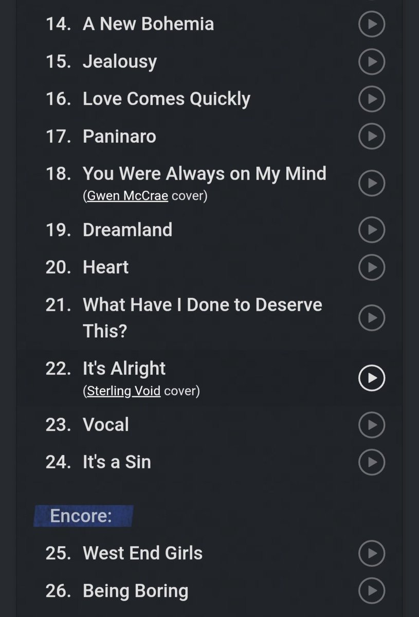 El setlist que viene presentando Pet Shop Boys en esta gira no tiene desperdicio. 

#viña2026