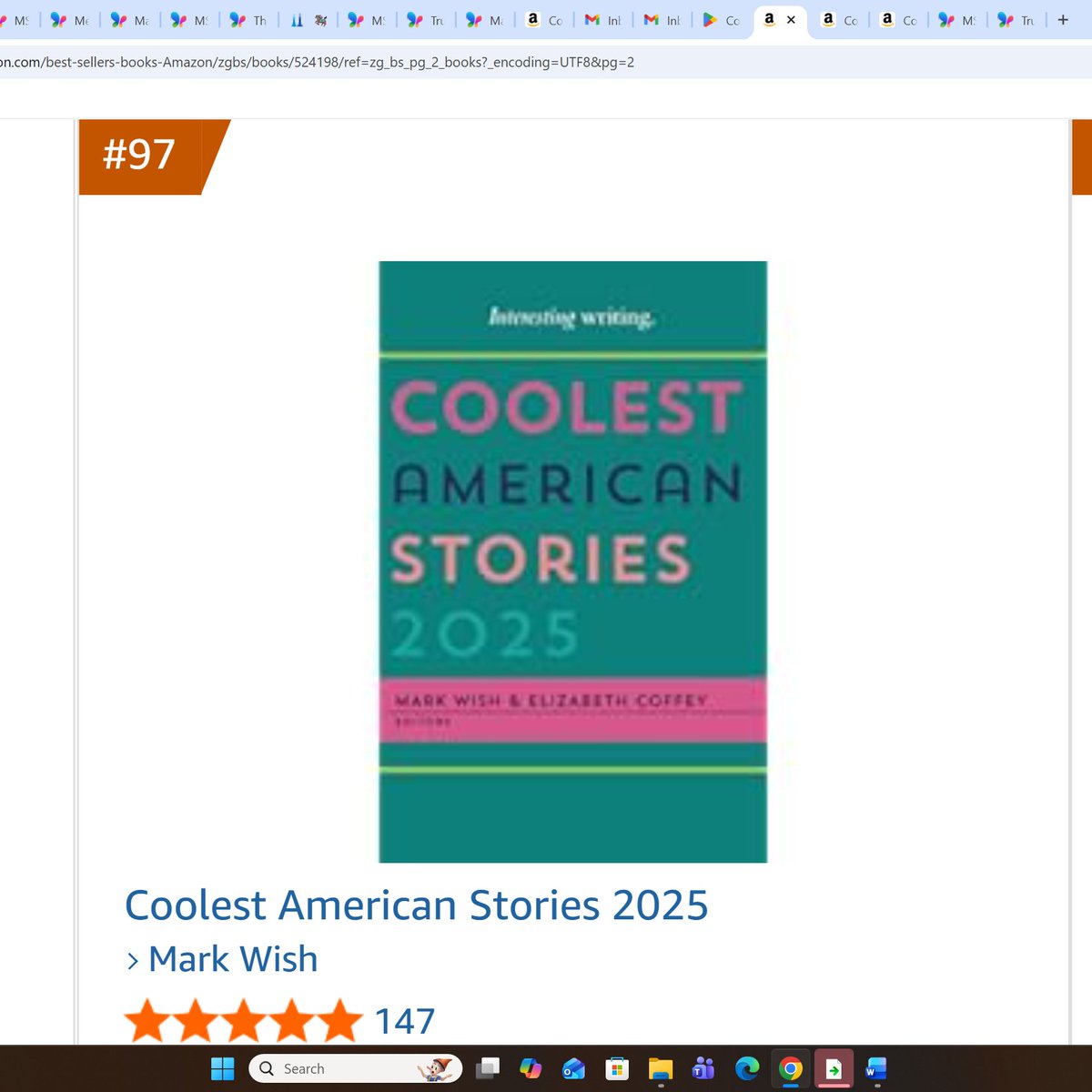 JustCoolStories's tweet photo. 97th #Bestseller in American #Fiction!

Thx, #readers, for putting it there!

To own this #book of "unputdownable" #shortstories now in #Kindle or soon in #paperback:

https://t.co/pQ5tw18inz

Thx! Enjoy!

#books #BooksMakeGreatGifts #bookstagram #booktwt #BookTwitter #Reading https://t.co/jsRtw8MvvT