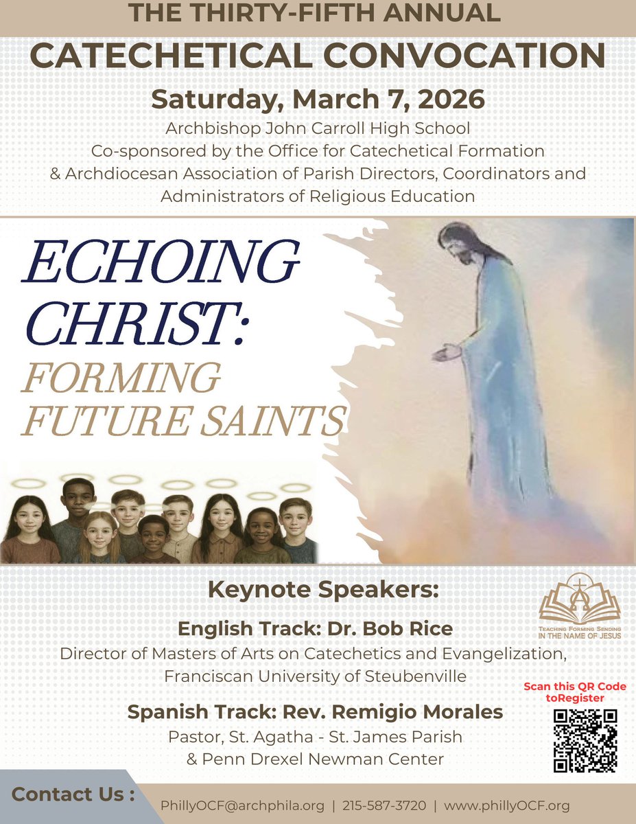 PhillyOCF's tweet photo. Mark your calendars! Our Catechetical Convocation is coming this March — and you won’t want to miss this inspiring day of faith, formation, and fellowship.⁣
We look forward to being together as a catechetical community this March!⁣
https://t.co/tc7qOUmf6J https://t.co/Bg9DAEPGwD