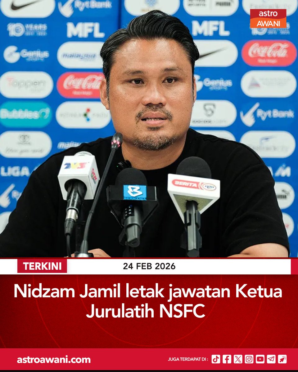 Negeri Sembilan FC (NSFC) pada Isnin mengumumkan peletakan jawatan Mohd Nidzam Jamil sebagai ketua jurulatih pasukan, berkuat kuasa serta-merta. 

Ikuti berita terkini di astroawani.com

#AWANInews