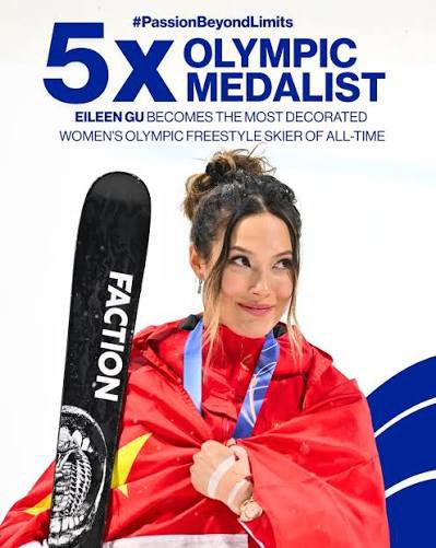 sandropacheco71's tweet photo. #China’s🇨🇳 #EileenGu defended her #Olympic #SkiHalfpipe title on Sunday February 22, 2026 to make it six medals in six events over her #WinterGames career. #Gu, is already the most decorated #Freeskier in the short #History of the sport at the #Olympics. #MakingHistory #MilanoCortinaOlympics2026