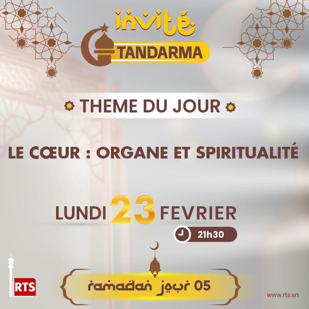 Bonjour à tous ! Le Professeur Serigne Abdou Ba, cardiologue, est l’invité dé l’émission "Tandarma" sur la RTS1 Sénégal ce lundi à partir de 21 heures 30