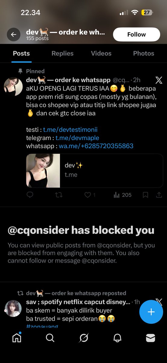 ssspirea's tweet photo. pantesan repost retweet wkwkw ternyata elu lah si penepu ba scam app premium itu @cqonsider https://t.co/lcW7HsMwNZ