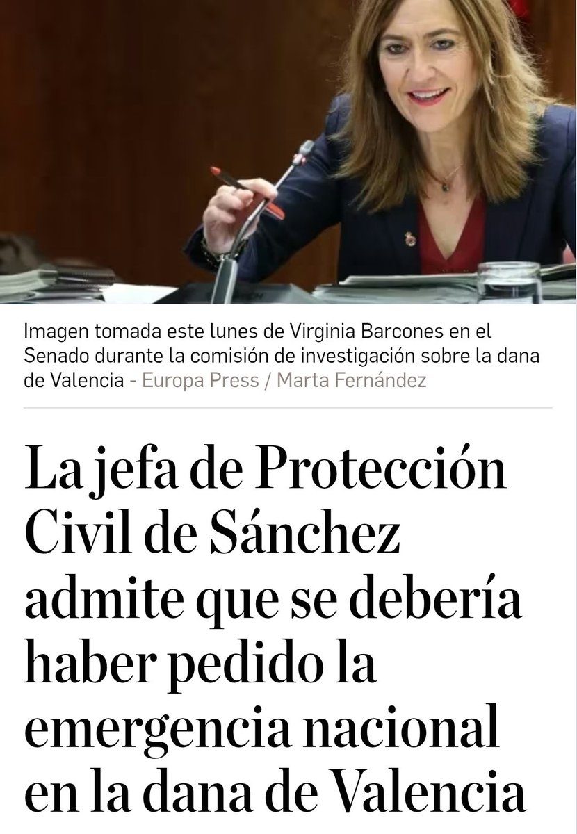 Otra ausente durante la DANA de VALENCIA del Gobierno de <a href="/sanchezcastejon/">Pedro Sánchez</a> reconoce que se debería haber DECLARADO la EMERGENCIA NACIONAL 👇⚠️

eldebate.com/espana/comunid…