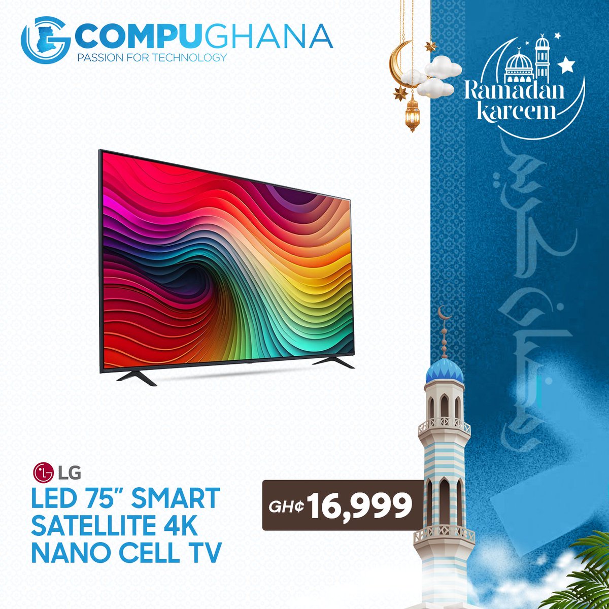 CompuGhanaLTD's tweet image. Get incredible discounts on LG TVs this Ramadan season at CompuGhana. Experience crystal clear entertainment and bring the cinema home for Iftar. Shop in-store or online at compughana.com, or call 0302752020.
Don't miss out!

#CompuGhana #lg #SmartTV #ramadankareem2026