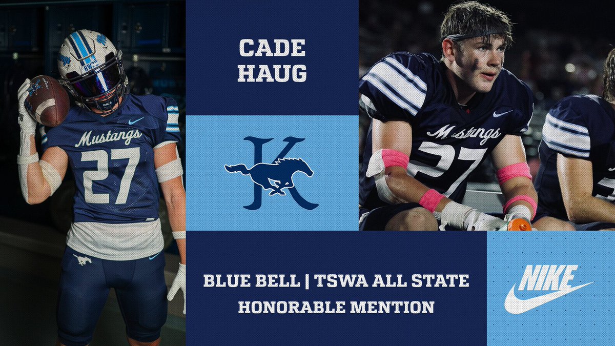 KHSMustangFBall's tweet photo. Congratulations to @CadeHaug for making his 2nd appearance on the TSWA All-State Honors. As an Honorable Mention Linebacker!
#SFAW #HWPO #NoExcuses #Believe #RetoolandReload #WeWillWin #KingwoodALLIN https://t.co/UHo1atPpoJ