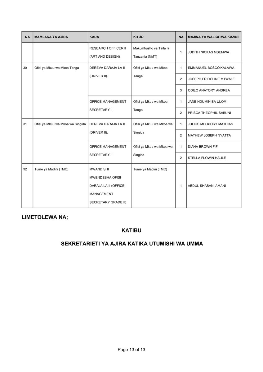 Sekretarieti ya Ajira tweet media