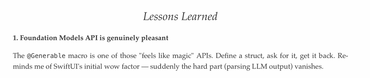 Claude really loves Apple's Foundation Models API.