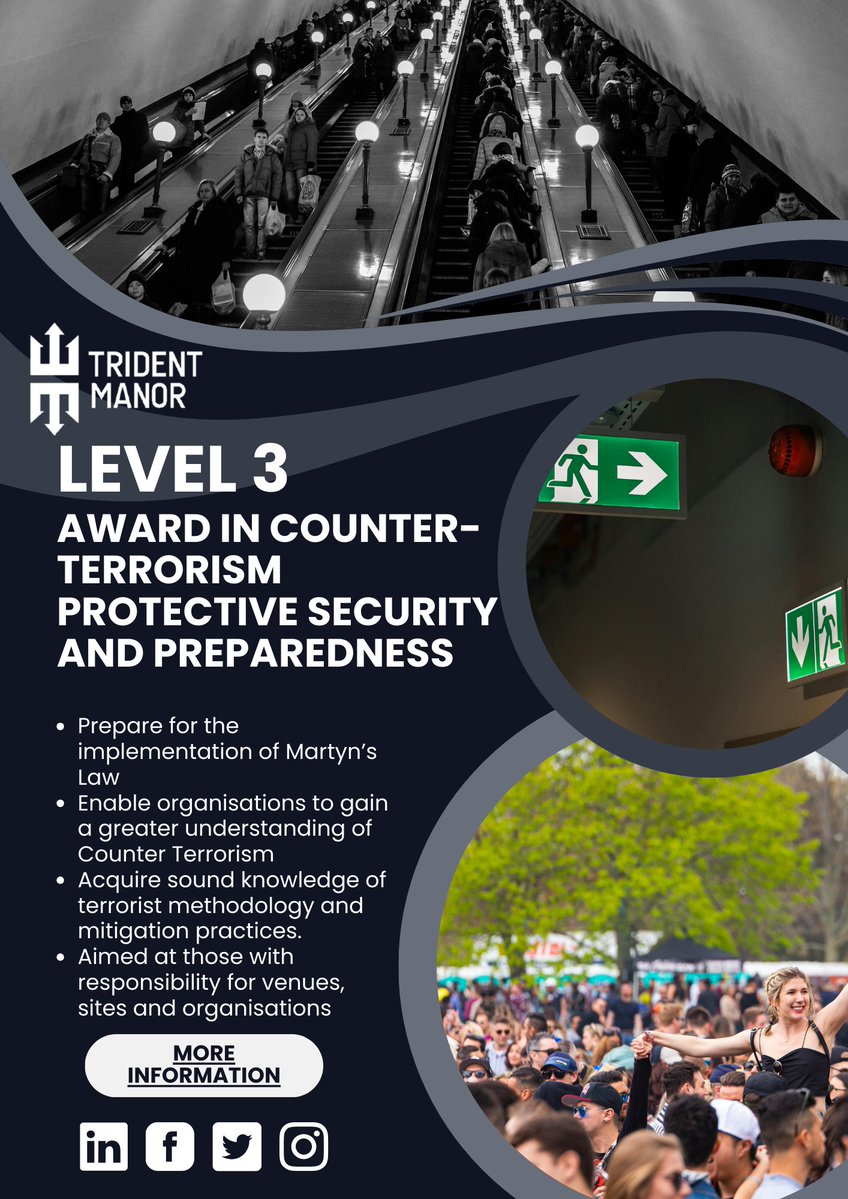 We have been approved to deliver the SFJ Awards Level 3 Award in Counter Terrorism Protective Security &amp; Preparedness!

For more information visit the SFJ Awards website: lnkd.in/edXEBmVn

To find out more about our approach, please message training@tridentmanor.com