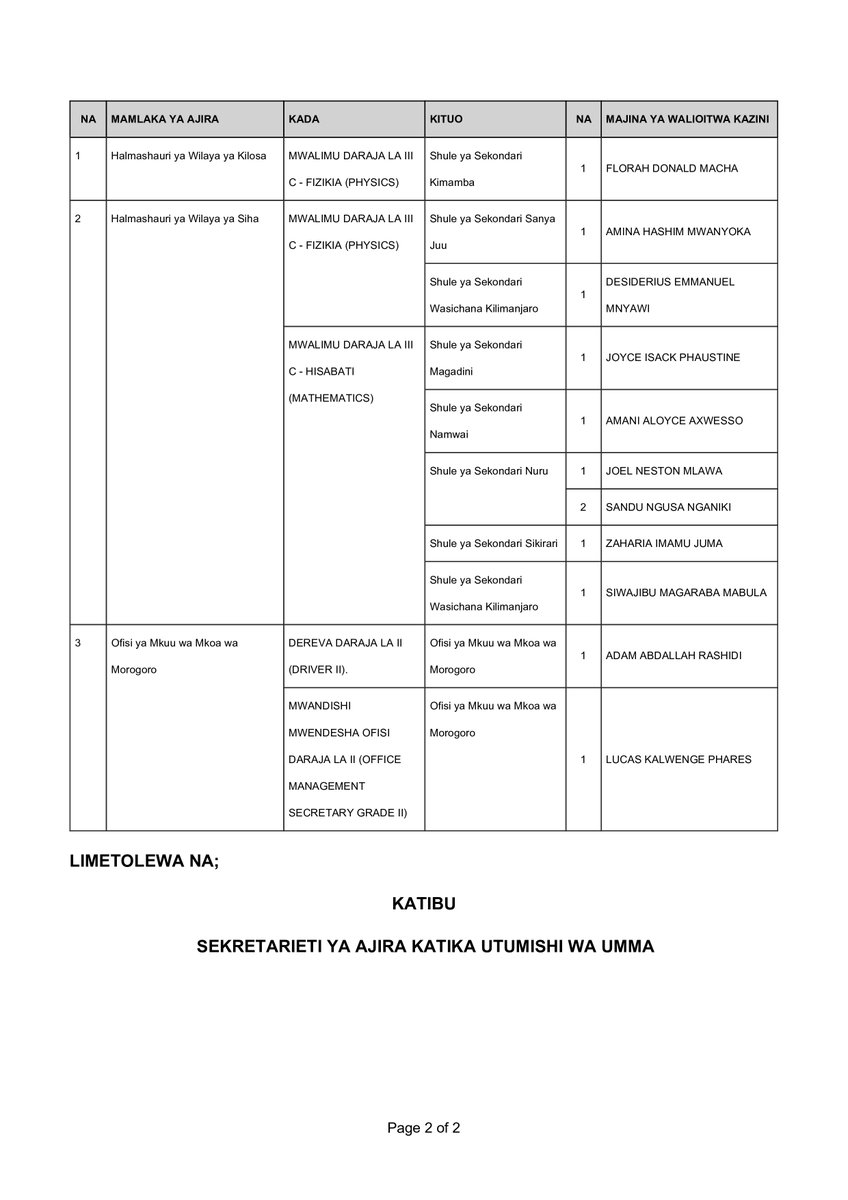 Sekretarieti ya Ajira tweet media