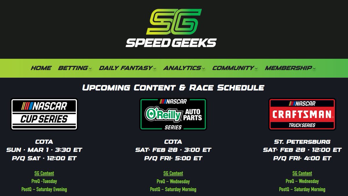 Should be a fun weekend at Speed-Geeks.com, all three series are in action at road courses, including the debut of the St. Petersburg street circuit!