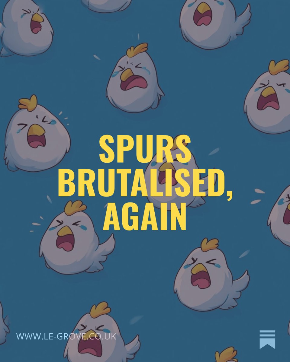 LeGrove's tweet photo. Spurs BRUTALISED, again. 

Very cathartic write-up about Eze, Gyokeres, and a humbled Arteta.

Full blog in the link below. x https://t.co/B7MvynfODe