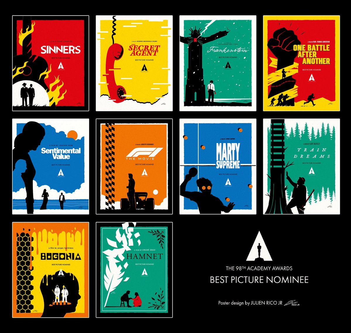 Full collection of my #Oscars 2026 « Best Picture Nominees » posters 🎨

Who’s your favorite to win the gold statuette ?
