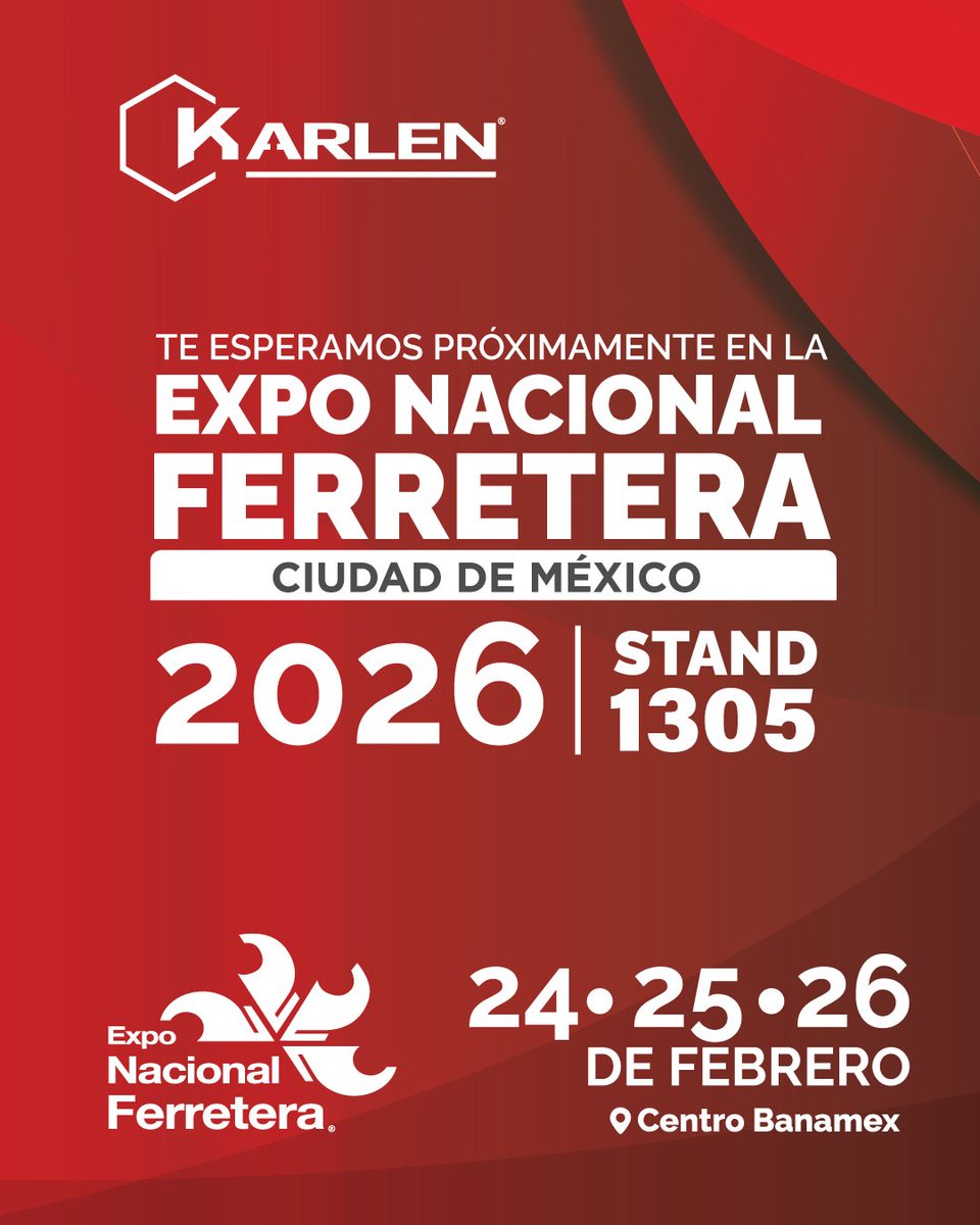 KarlenTools's tweet photo. 🔧✨ ¡Mañana semana es la Expo Ferretera CDMX!
✨🔧Estaremos presentes en el stand 1305 del Centro Banamex, listos para recibirte 🤝
📍 Te esperamos en la Expo Ferretera CDMX
📌 Stand 1305
#ExpoFerreteraCDMX #IndustriaFerretera #Stand1305 #AlianzasQueImpulsan #CrecemosJuntos https://t.co/MFMJtAfpPV
