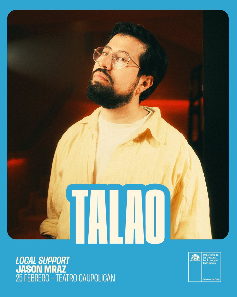 Talao se suma como Local Support para el show de Jason Mraz este 25 de febrero en Teatro Caupolicán 🎤

🎟️ Entradas en puntoticket.com/jason-mraz-scl…
