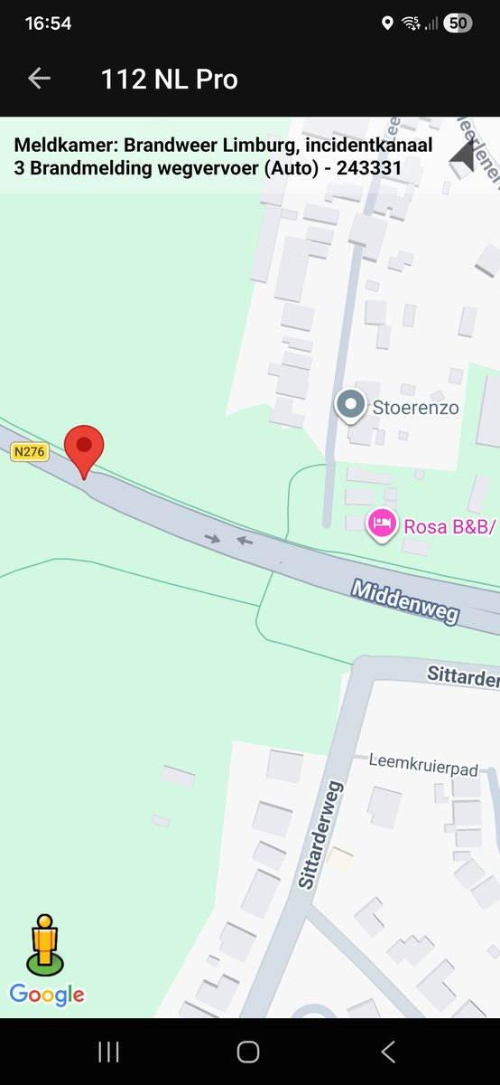 Brandmelding wegvervoer op N276 bij Sittard