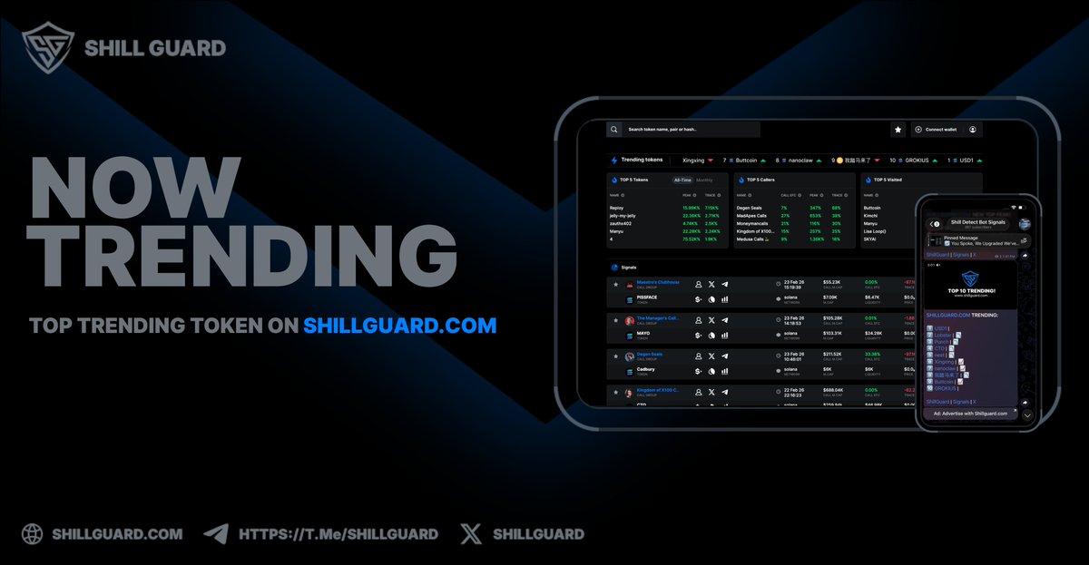 SHILLGUARD | Weekly Trending📊

Utility or memes, here’s what’s trending across $SOL, $BNB and beyond, based on platform attention and activity.

1️⃣ USD1
2️⃣ Lobstar
3️⃣ Punch <a href="/Punch_Ganbare/">Fan Page | Punch</a>
4️⃣ cto
5️⃣ neet <a href="/neet_sol/">Neet</a>
6️⃣ Xingxing
7️⃣ nanoclow 
8️⃣ 我踏马来了
9️⃣ Buttcoin <a href="/ButtCoin/">Buttcoin</a>
🔟