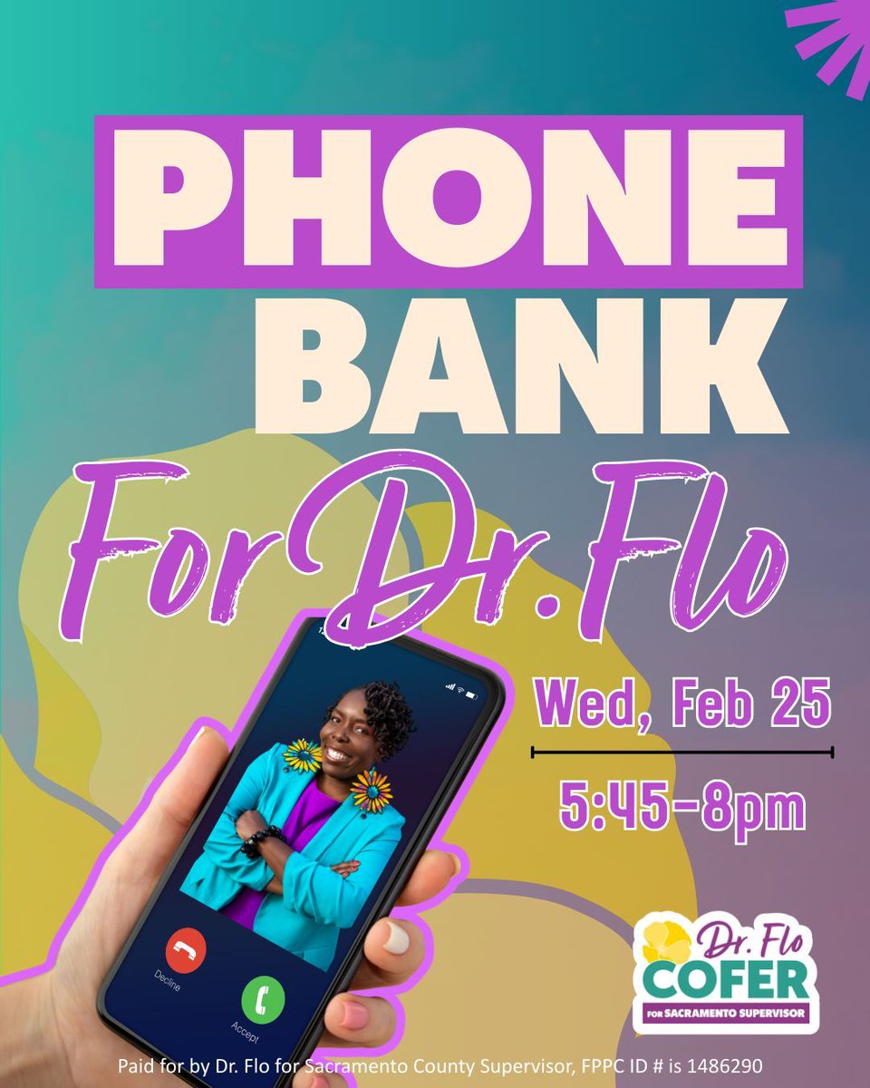 Flo4Sacramento's tweet image. Join #TeamFlo in calling to voters in Sacramento, and help us spread the word that #MoreIsPossible! No experience needed.

We need your support to win this race! Register ➡️ buff.ly/LonQKk4 

#FloForSac #SacramentoCounty