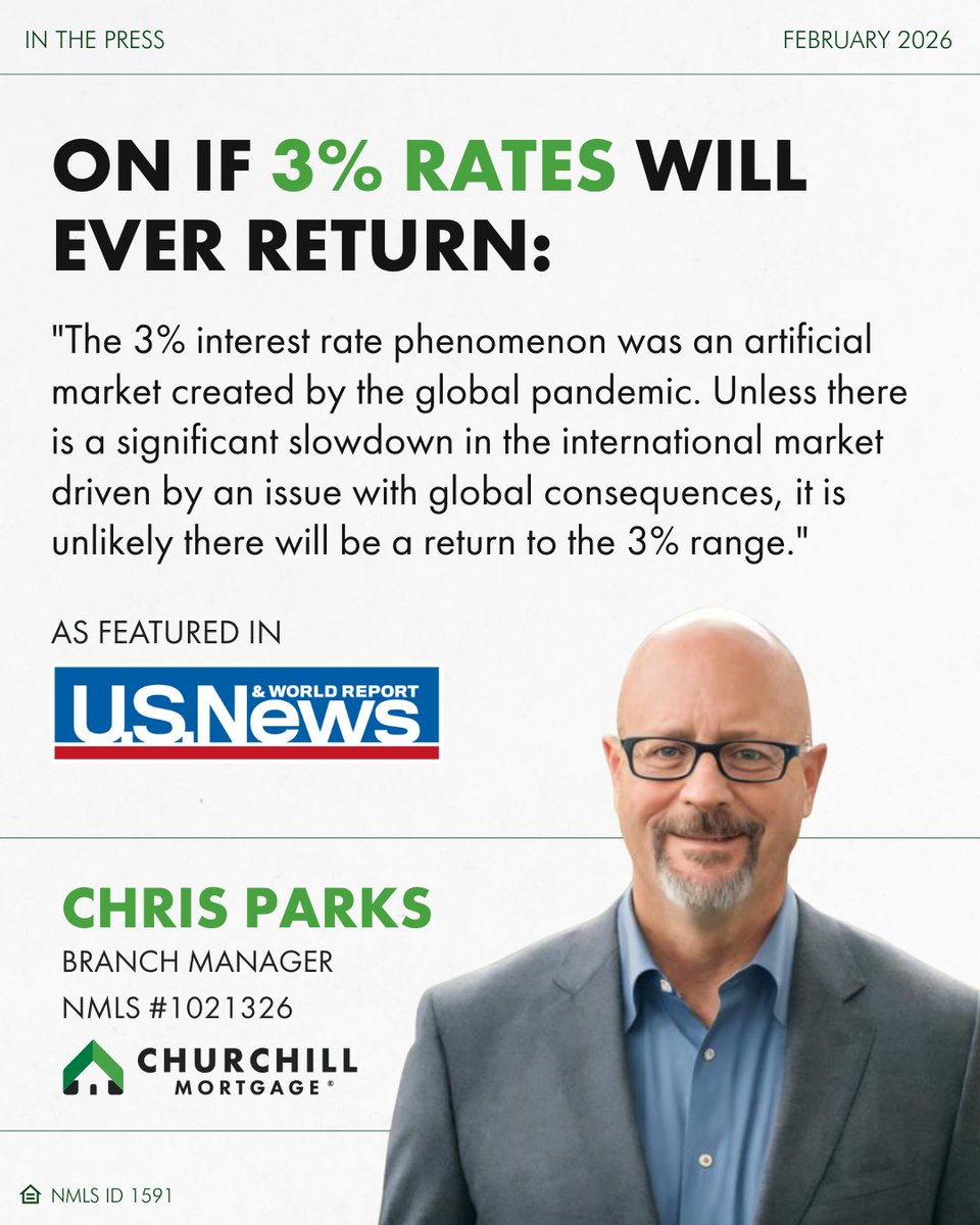 Chris Parks, Branch Manager out of Glen Allen, VA, talks to US News about 3% mortgage rates and if they'll ever return. Read more here: hubs.la/Q044cy0x0